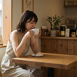 コーヒーを飲む女性